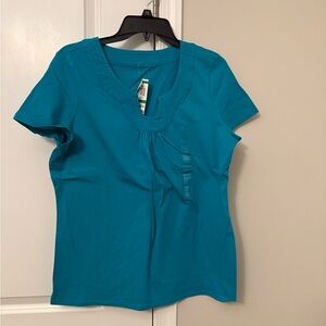 Charter Club Teal Short Sleeve Scoop Neck Top